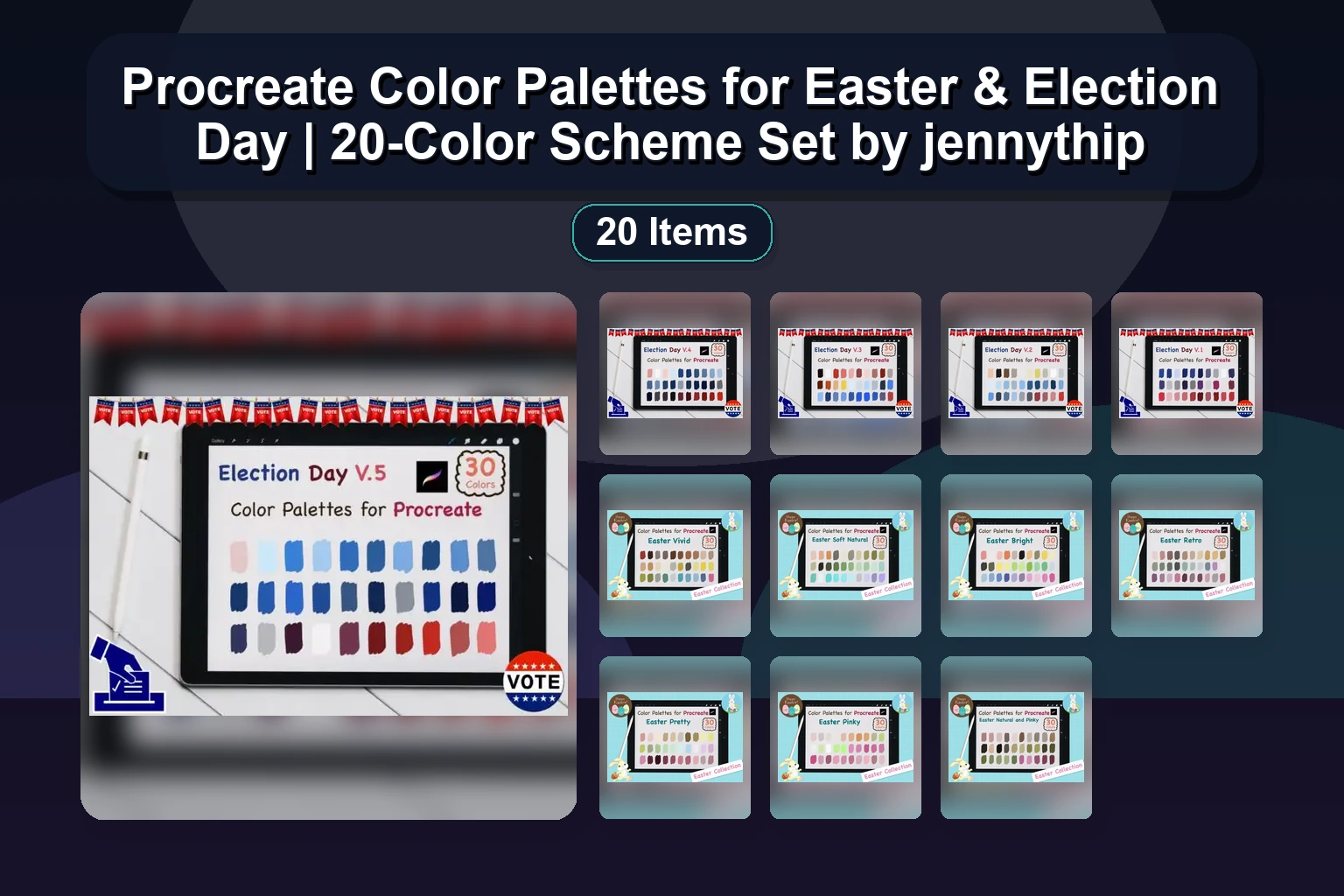 Procreate Color Palettes for Easter & Election Day | 20-Color Scheme Set by jennythip 1 Procreate Color Palettes for Easter & Election Day | 20-Color Scheme Set by jennythip Procreate Color Palettes for Easter Election Day 20 Color collage a21d5dfd 1781838377