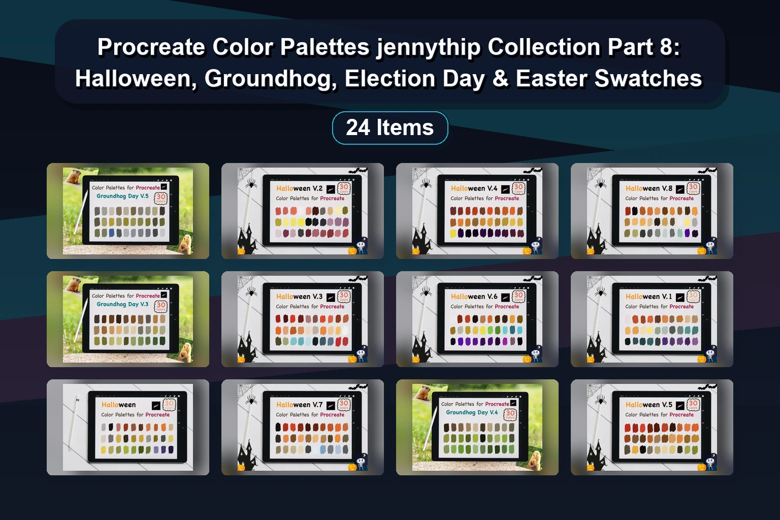 Procreate Color Palettes by jennythip: Spring, Summer, Retro & Holiday Swatch Collections (Part 6)
