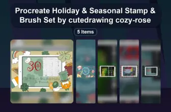 Procreate Holiday & Seasonal Stamp & Brush Set by cutedrawing cozy-rose