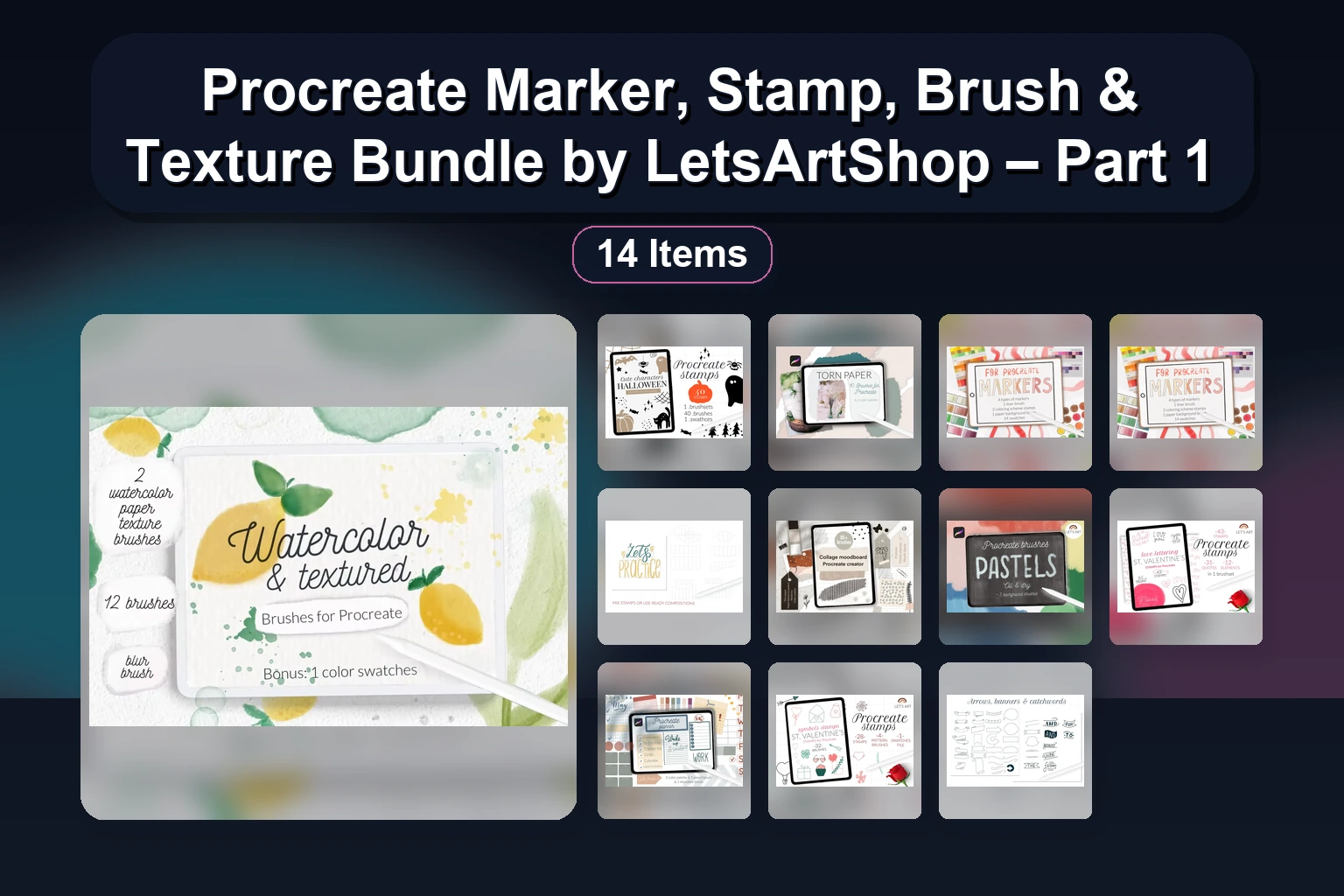 Procreate Marker, Stamp, Brush & Texture Bundle by LetsArtShop – Part 1 Procreate Marker Stamp Brush Texture Bundle by LetsArtShop collage 501d433a 1781887359