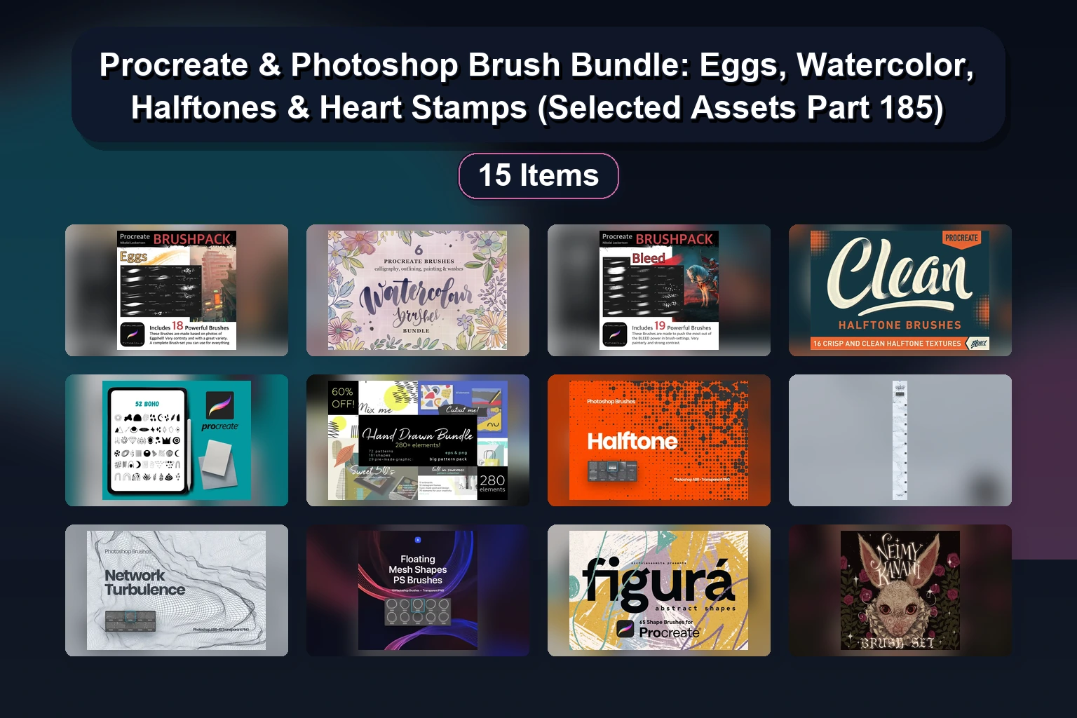 25 Best Procreate & Photoshop Brush Stamps for Hearts, Flowers, Tie-Dye & DIY Art (Selected Assets Part 186)