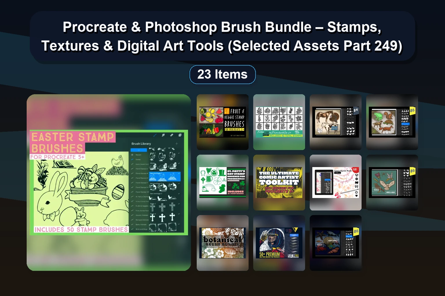 1500+ Digital Art Brushes & Design Assets Bundle for Photoshop & Procreate