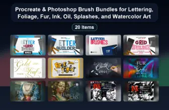 Procreate & Photoshop Brush Bundles for Lettering, Foliage, Fur, Ink, Oil, Splashes, and Watercolor Art