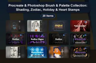 Procreate & Photoshop Brush & Palette Collection: Shading, Zodiac, Holiday & Heart Stamps