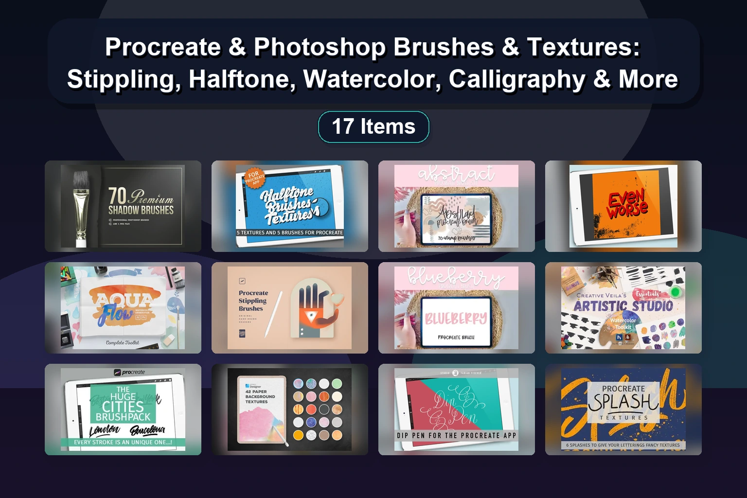 Autumn, Abstract, & Texture Brush Sets for Procreate & Photoshop – Digital Art Collection 240