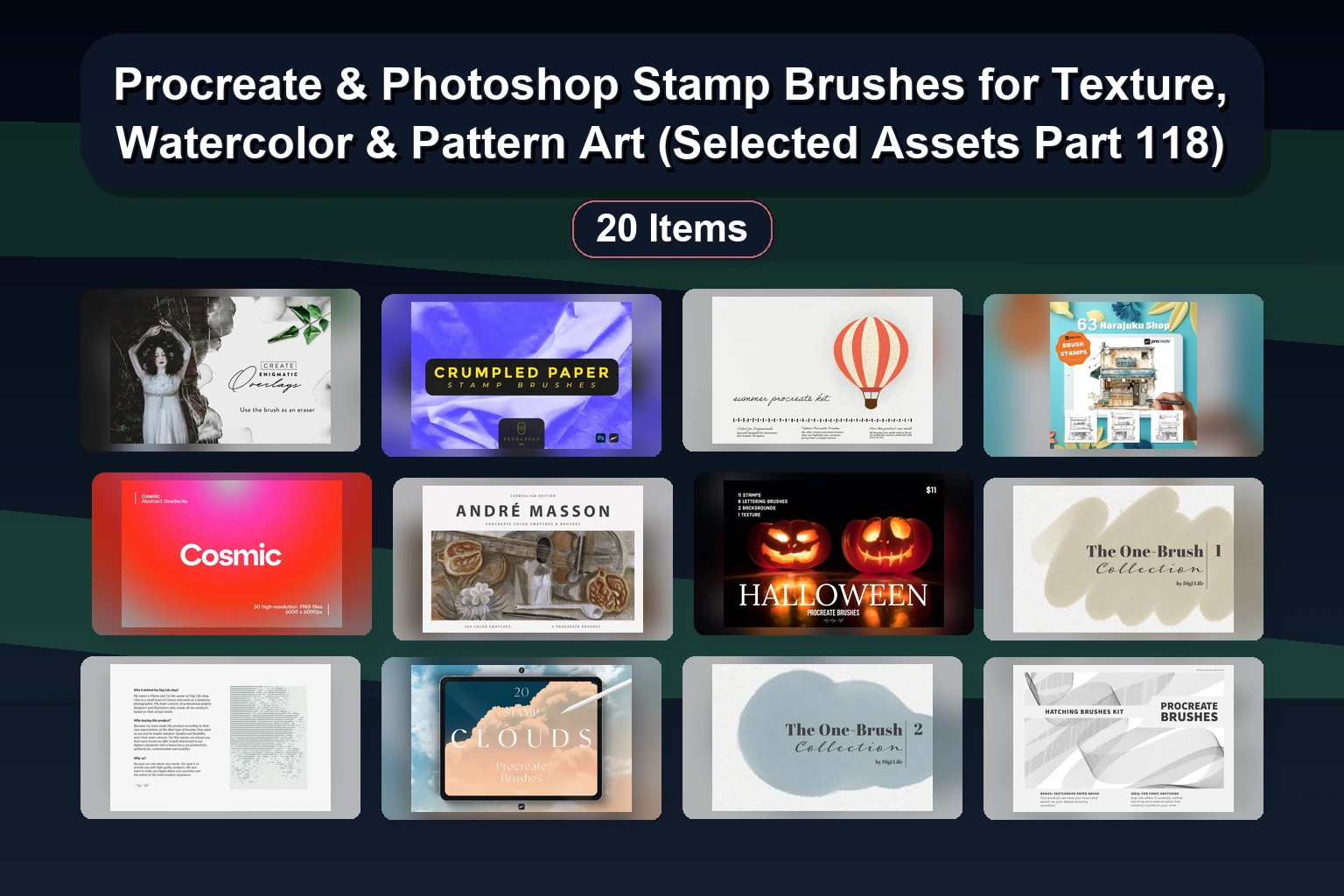 20 Procreate Background Brushes & Stamp Sets for Digital Art & Illustration
