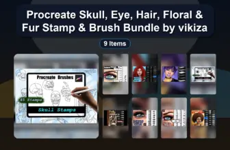 Procreate Skull, Eye, Hair, Floral & Fur Stamp & Brush Bundle by vikiza