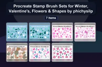 Procreate Stamp Brush Sets for Winter, Valentine’s, Flowers & Shapes by phichysilp