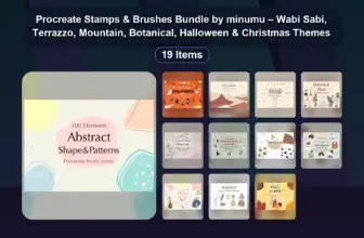 Procreate Stamps & Brushes Bundle by minumu – Wabi Sabi, Terrazzo, Mountain, Botanical, Halloween & Christmas Themes