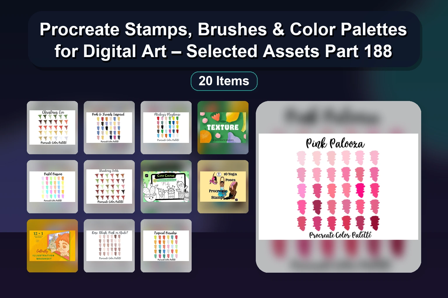 Procreate Stamps, Brushes & Color Palettes for Digital Art – Selected Assets Part 188