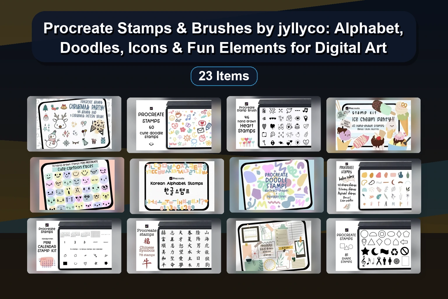 Ultimate Jumpeedacrafts Procreate Stamp & Brush Collection: Wreaths, Washi Tape, Sticky Notes, Easter Eggs, Flowers, Leaves & More for Digital Art & Planning