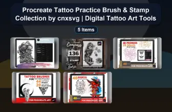 Procreate Tattoo Practice Brush & Stamp Collection by cnxsvg | Digital Tattoo Art Tools