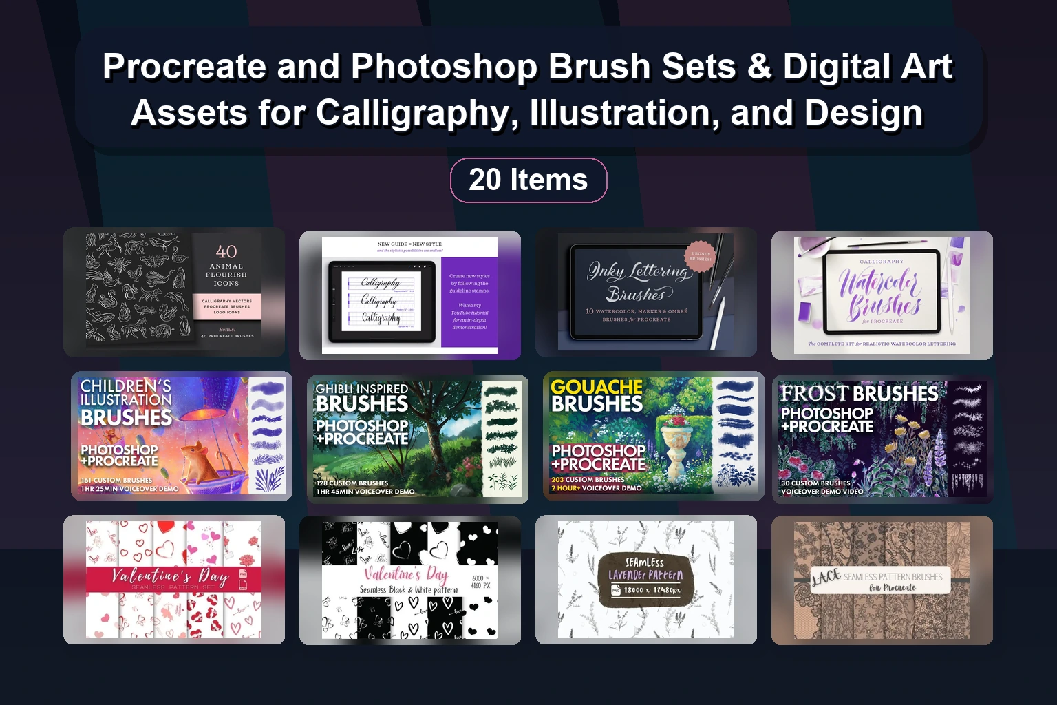Procreate Stamp Brushes & Brush Packs: Curly Hair, Braids, Pixel Art & More