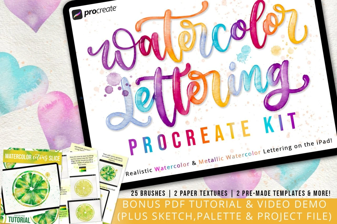 Watercolor Lettering Procreate Kit -Brushes, Textures & More 7 Watercolor Lettering Procreate Kit -Brushes, Textures & More - Image 7