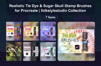 Realistic Tie Dye & Sugar Skull Stamp Brushes for Procreate | folkstylestudio Collection