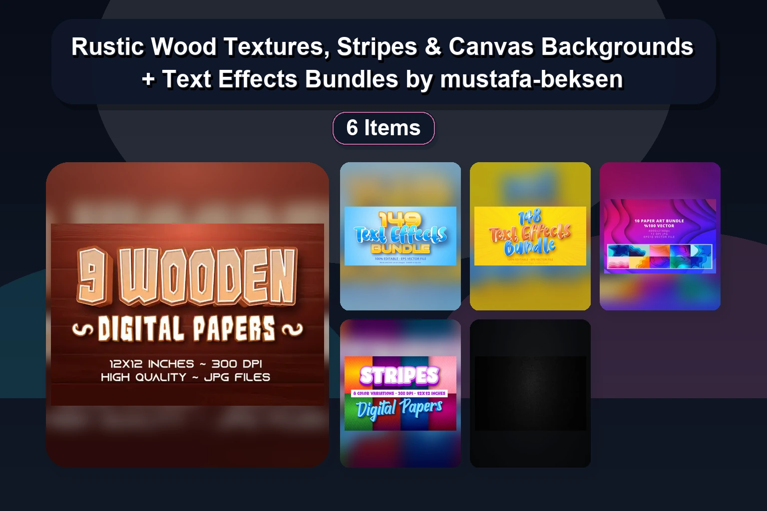 Rustic Wood Textures, Stripes & Canvas Backgrounds + Text Effects Bundles by mustafa-beksen