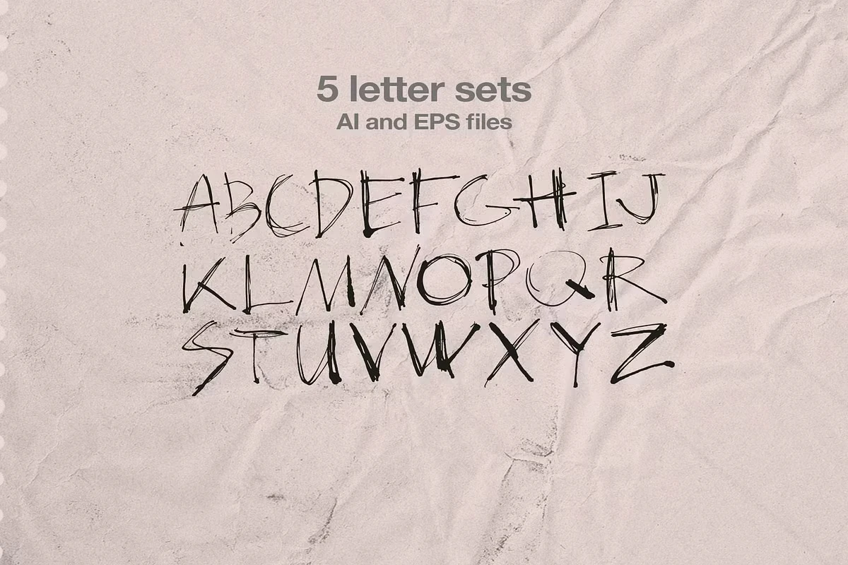 Scribbles 560+Lines, Letter Sets 4 Scribbles 560+Lines, Letter Sets - Image 4