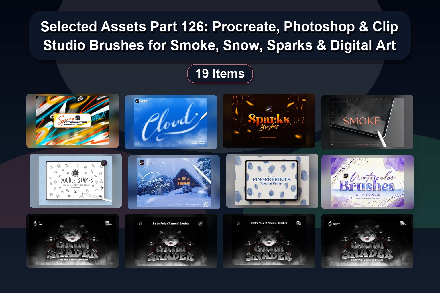 19 Best Procreate Brushes & Stamps for Neon, Sketching, Grain, and Nature Effects (Selected Assets Part 125)