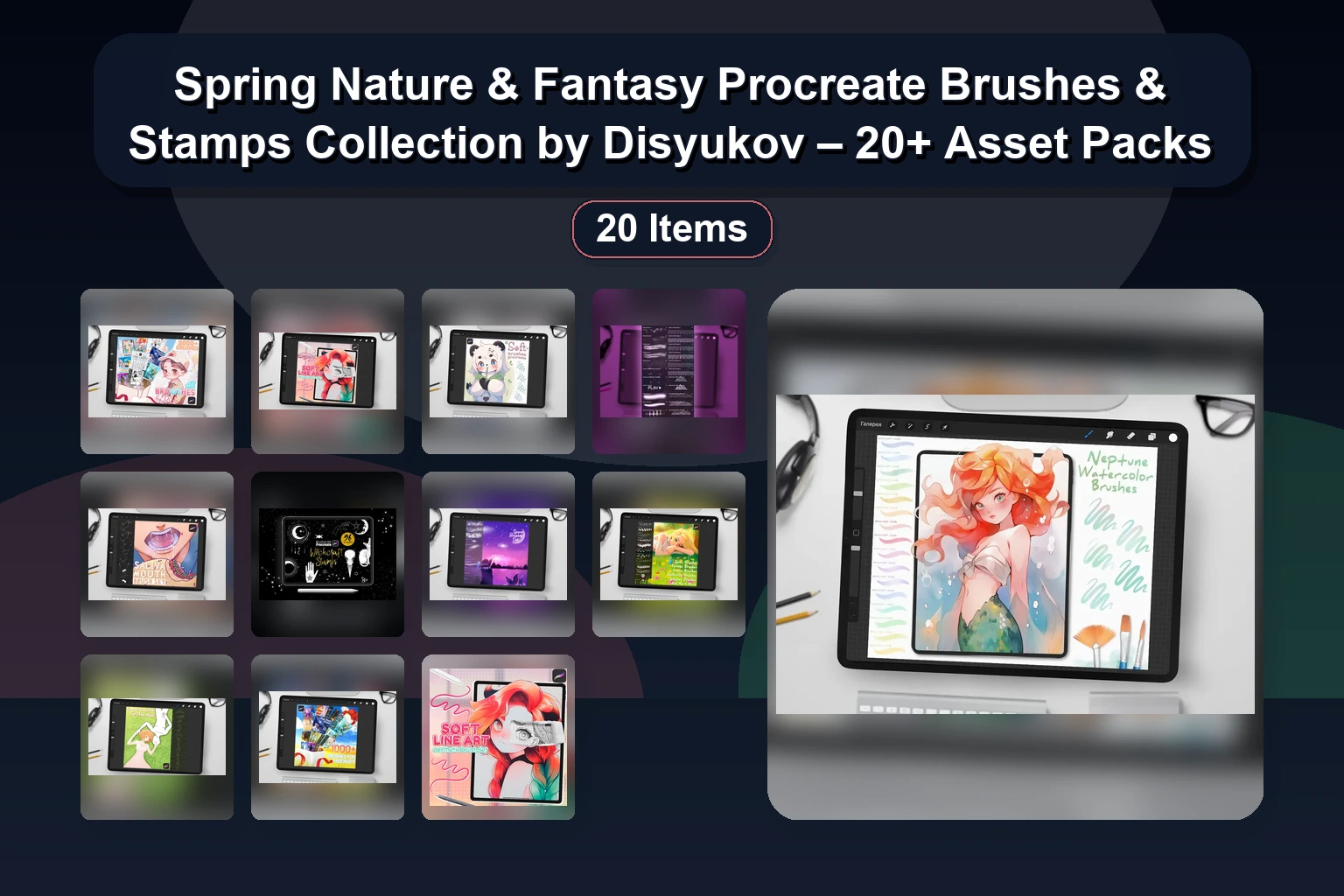 Spring Nature & Fantasy Procreate Brushes & Stamps Collection by Disyukov – 20+ Asset Packs Spring Nature Fantasy Procreate Brushes Stamps Collection collage b879b6fe 1781839239