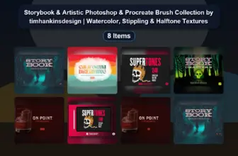 Storybook & Artistic Photoshop & Procreate Brush Collection by timhankinsdesign | Watercolor, Stippling & Halftone Textures