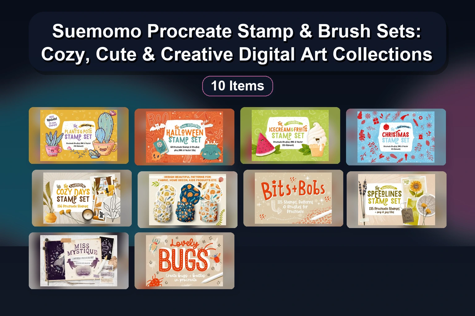 Suemomo Procreate Stamp & Brush Sets: Cozy, Cute & Creative Digital Art Collections