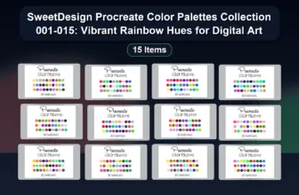 SweetDesign Procreate Color Palettes Collection 001-015: Vibrant Rainbow Hues for Digital Art