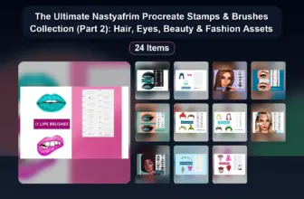 The Ultimate Nastyafrim Procreate Stamps & Brushes Collection (Part 2): Hair, Eyes, Beauty & Fashion Assets