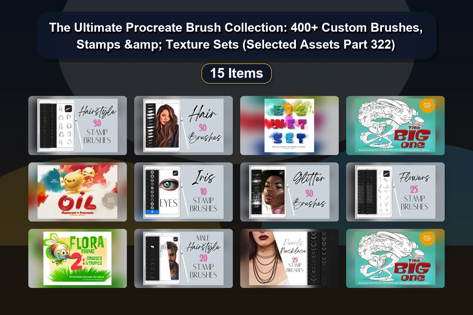 Procreate Brush Mega Bundle: Oil, Watercolor, Tattoo, Grid, Geometric & Christmas Stamps