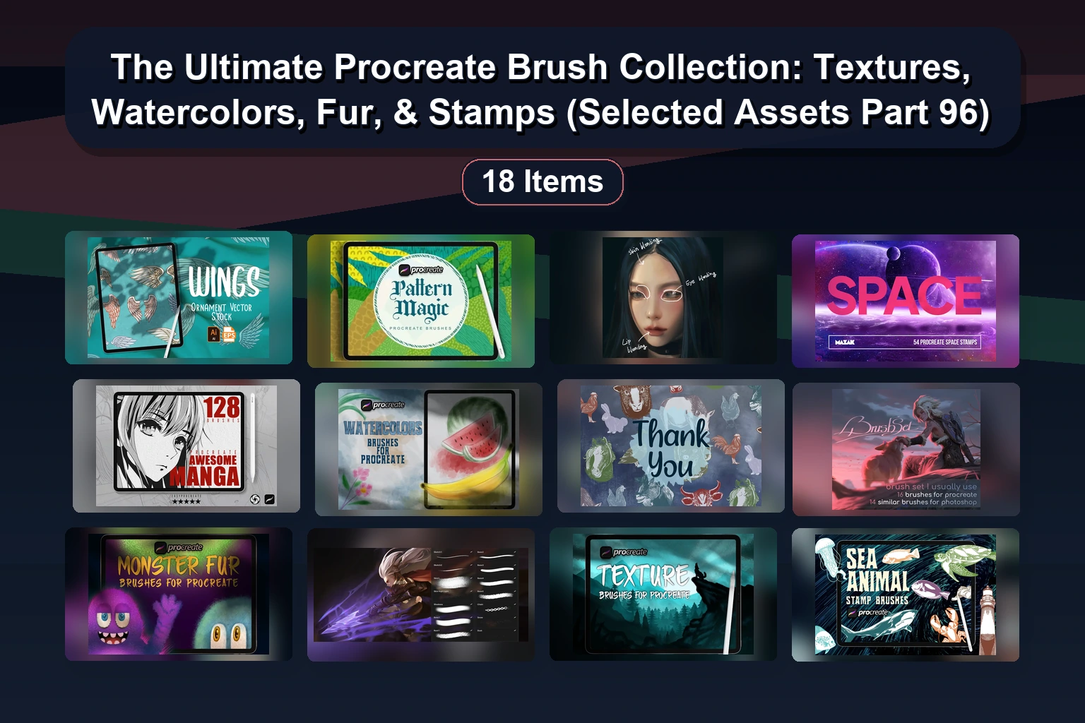 Best Procreate Brush Sets for Digital Art: Flowers, Textures, Watercolor & Tattoo Stamps (Selected Assets Part 95)