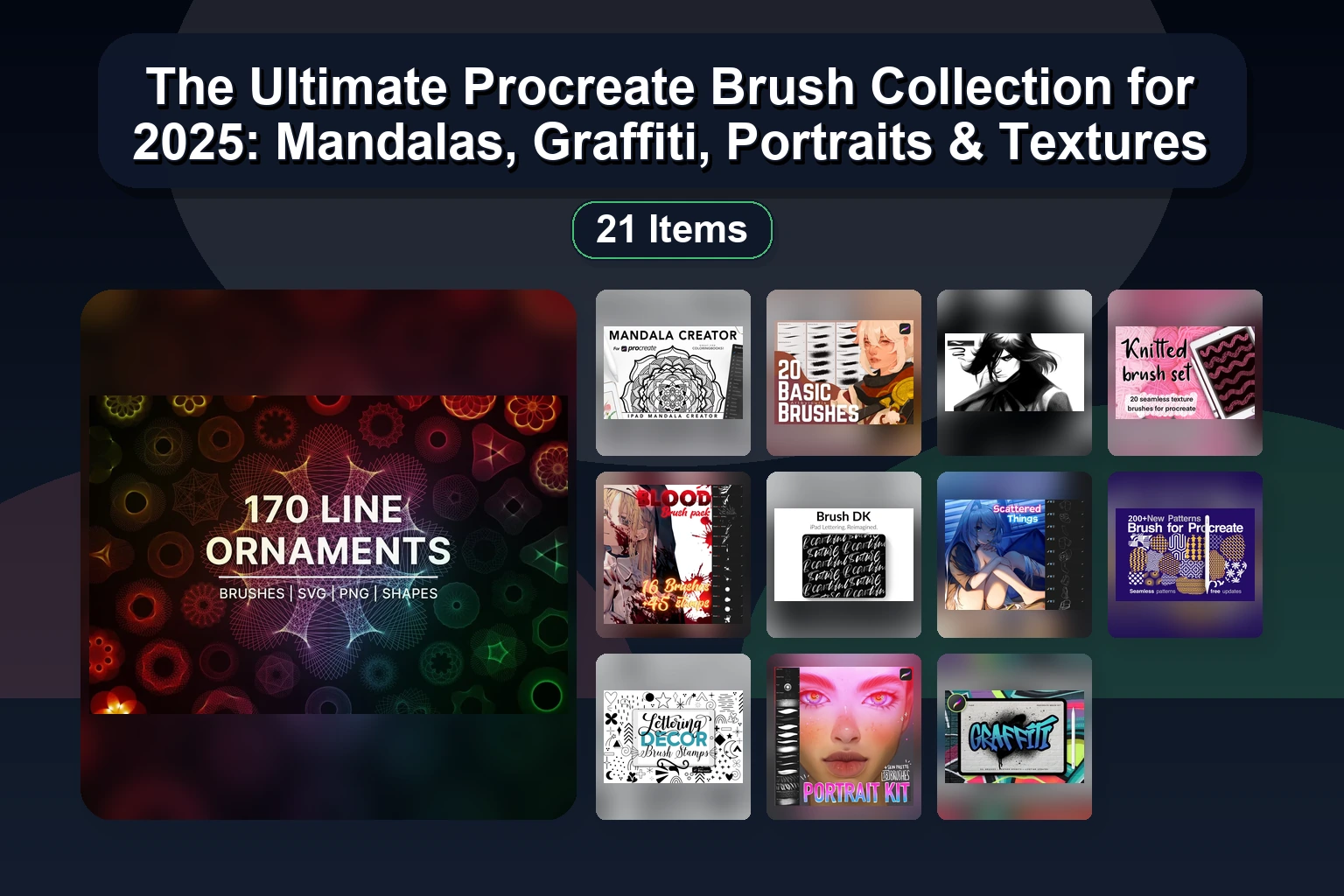 Essential Procreate Brushes & Stamps: Skulls, Eyes, Hair, Flora, & Tattoo Design Kit (Part 3)