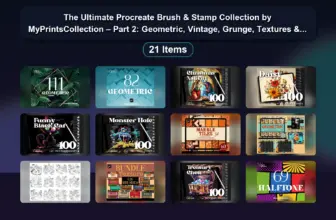 The Ultimate Procreate Brush & Stamp Collection by MyPrintsCollection – Part 2: Geometric, Vintage, Grunge, Textures & More
