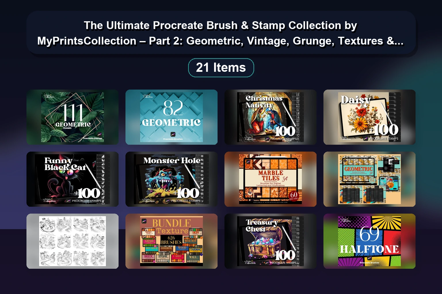 100+ Procreate Brush Sets & Stamps for Digital Art, Lettering & Textures by MyPrintsCollection