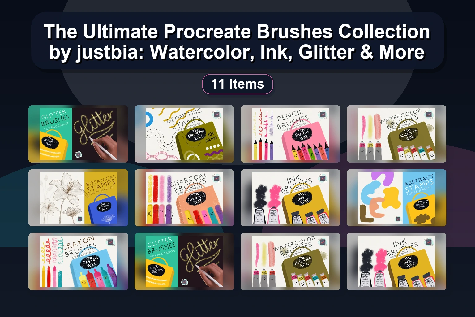 Procreate Stamps & Brushes by jyllyco: Alphabet, Doodles, Icons & Fun Elements for Digital Art