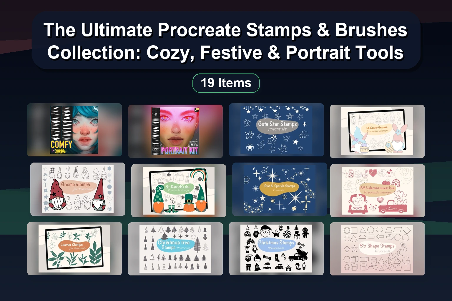 Procreate Brush Mega-Collection: Galaxy, Fire, Anime Eyes, Lettering & More (318)