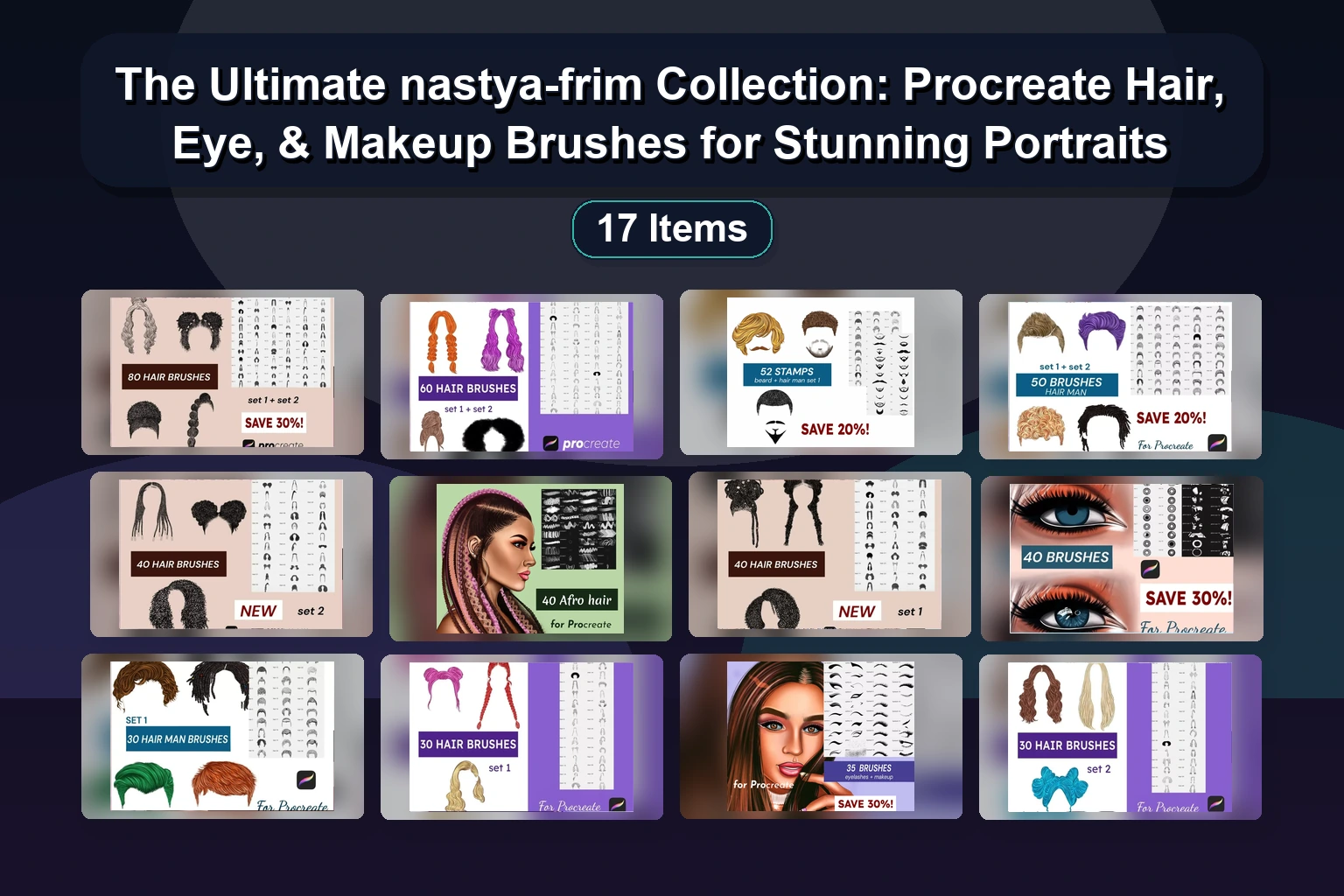 The Ultimate nastya-frim Collection: Procreate Hair, Eye, & Makeup Brushes for Stunning Portraits