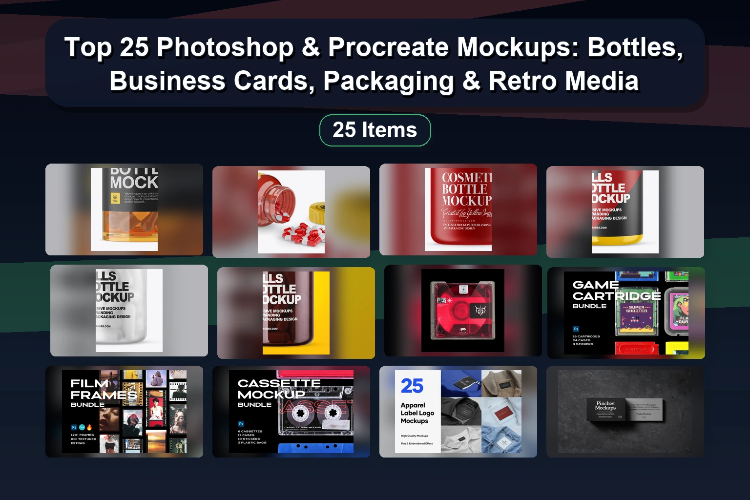 25 Premium Design Assets: Mockups, Grunge Effects & Distortion Poster Creator (Photoshop)