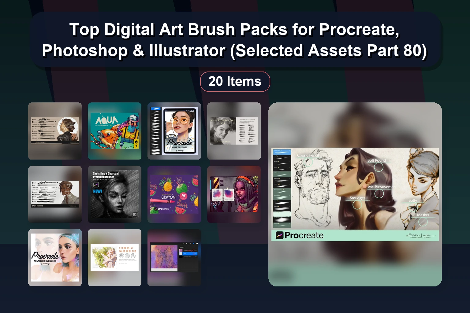 Digital Brush Mega-Collection: Procreate, Photoshop & Clip Studio Paint Packs (Selected Assets Part 81)