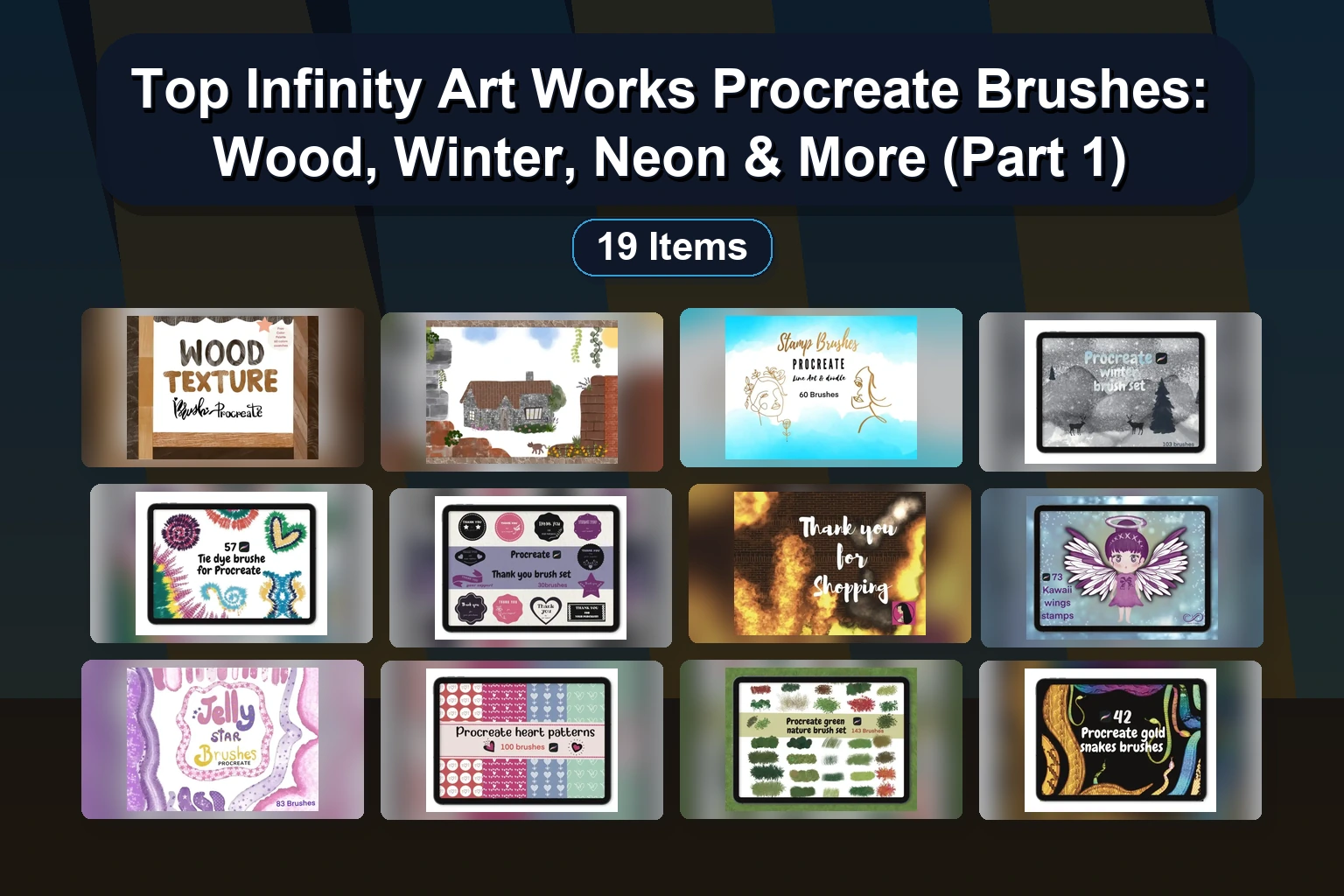 Infinity-Art-Works Collection Part 3: 23 Procreate Brush & Stamp Sets for Digital Art