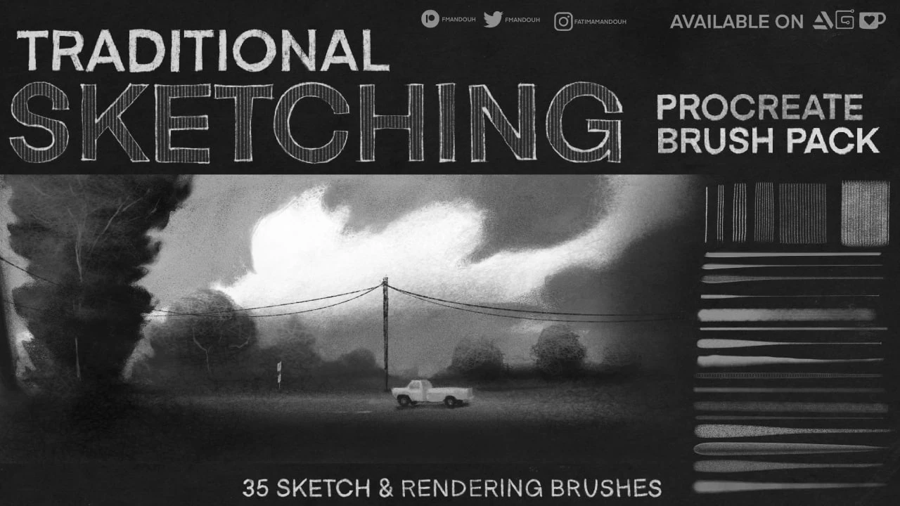 Fatima’s Traditional Sketching Brushes For Procreate 3 Fatima’s Traditional Sketching Brushes For Procreate - Image 3
