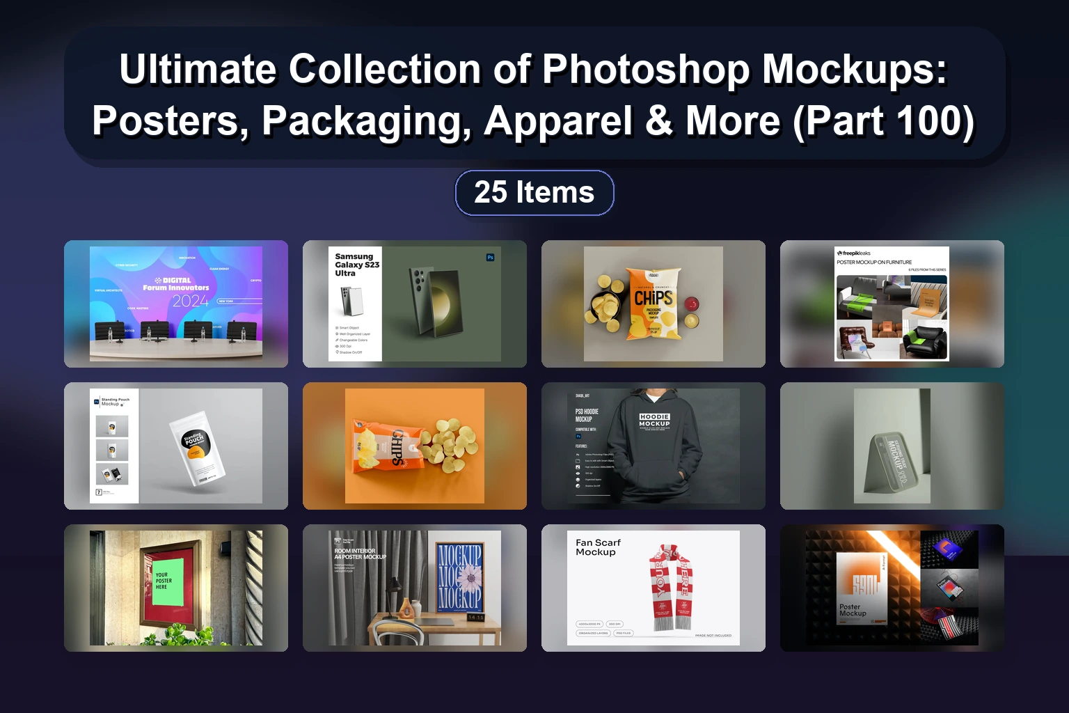 25 Premium Photoshop Mockups for Every Design Project – Digital Product Presentation Bundle