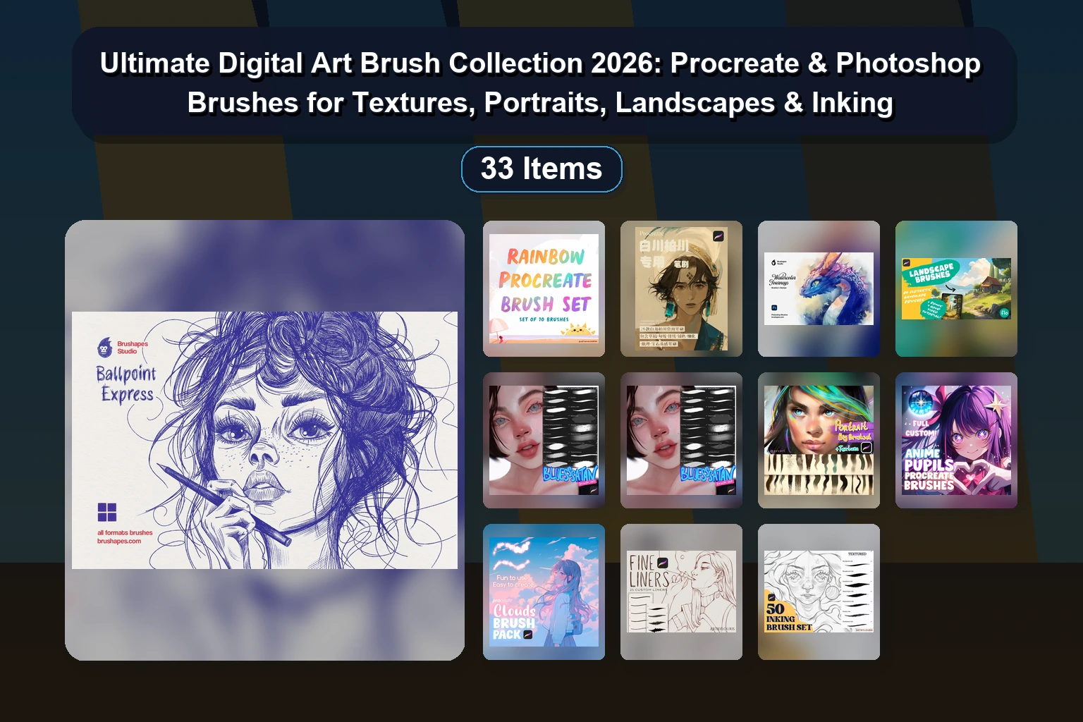 Ultimate Digital Art Brush Collection 2026: Procreate & Photoshop Brushes for Textures, Portraits, Landscapes & Inking 1 Ultimate Digital Art Brush Collection 2026: Procreate & Photoshop Brushes for Textures, Portraits, Landscapes & Inking Ultimate Digital Art Brush Collection 2026 Procreate Photos collage 58d81cf8 1781848129
