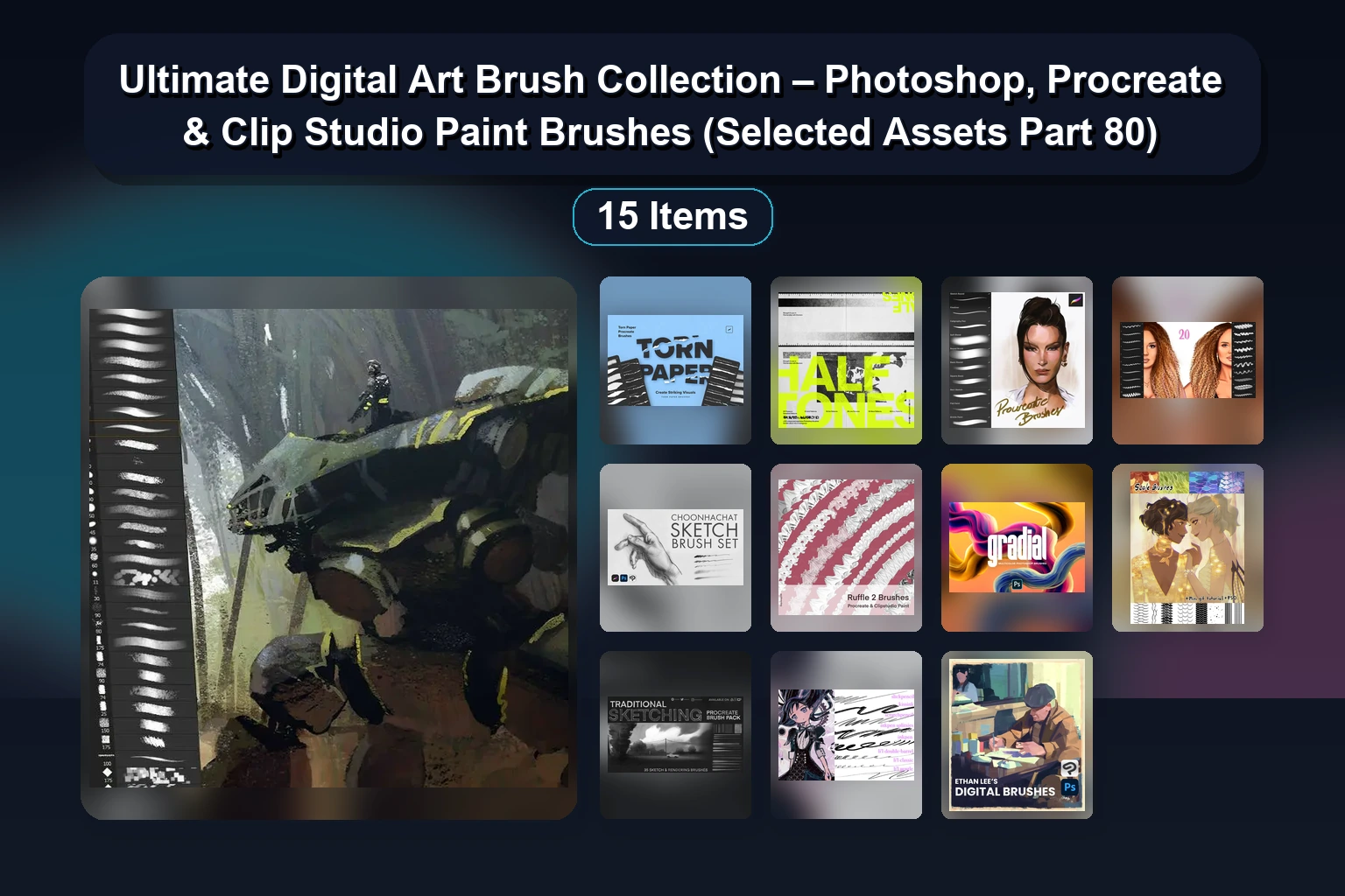 Procreate & Clip Studio Paint Brush Sets for Digital Art – 15 Creative Brush Packs
