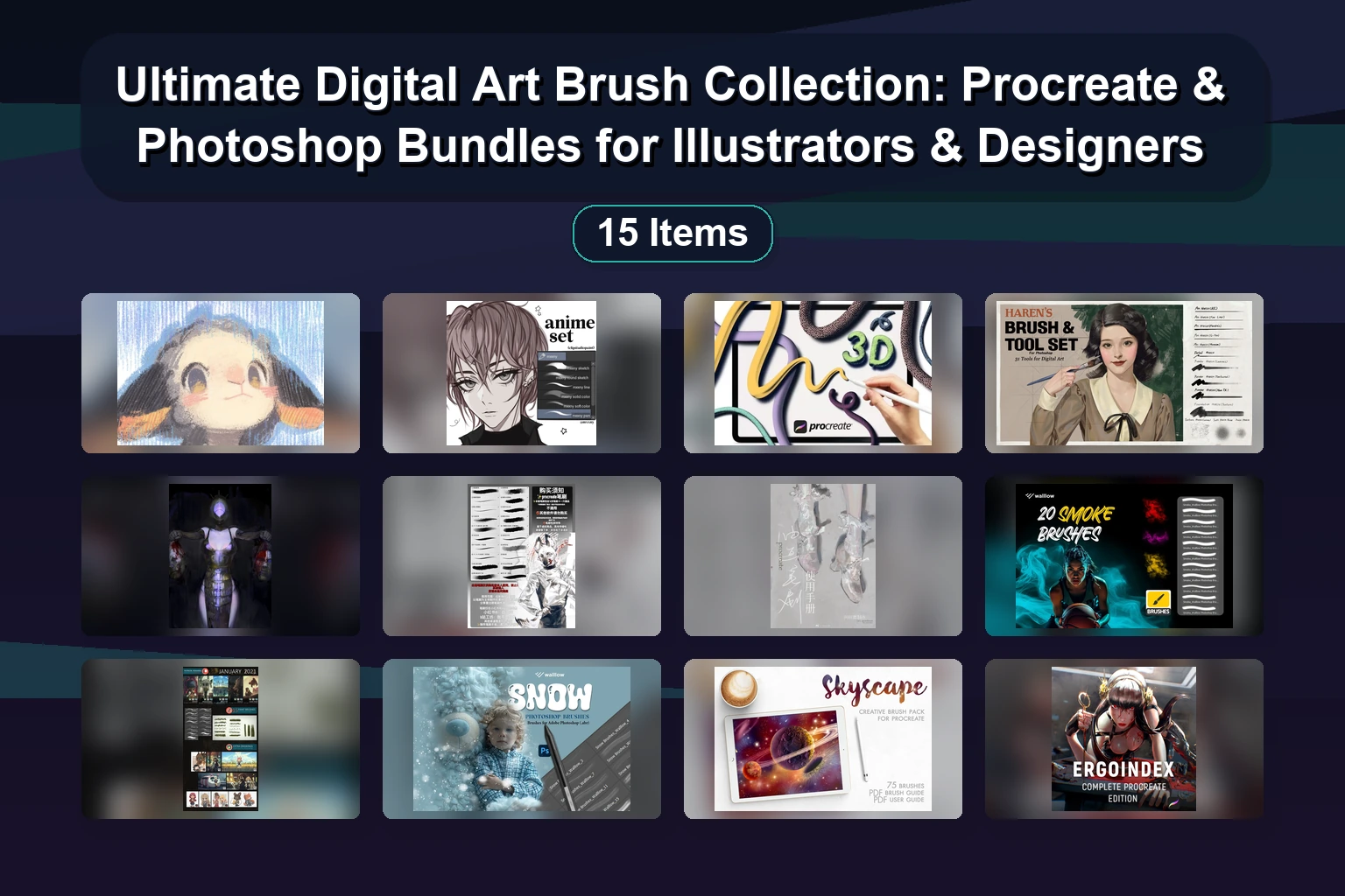Digital Art Brush & Stamp Collection: Power Tools, Procreate Brushes & Glitter Textures (Part 85)
