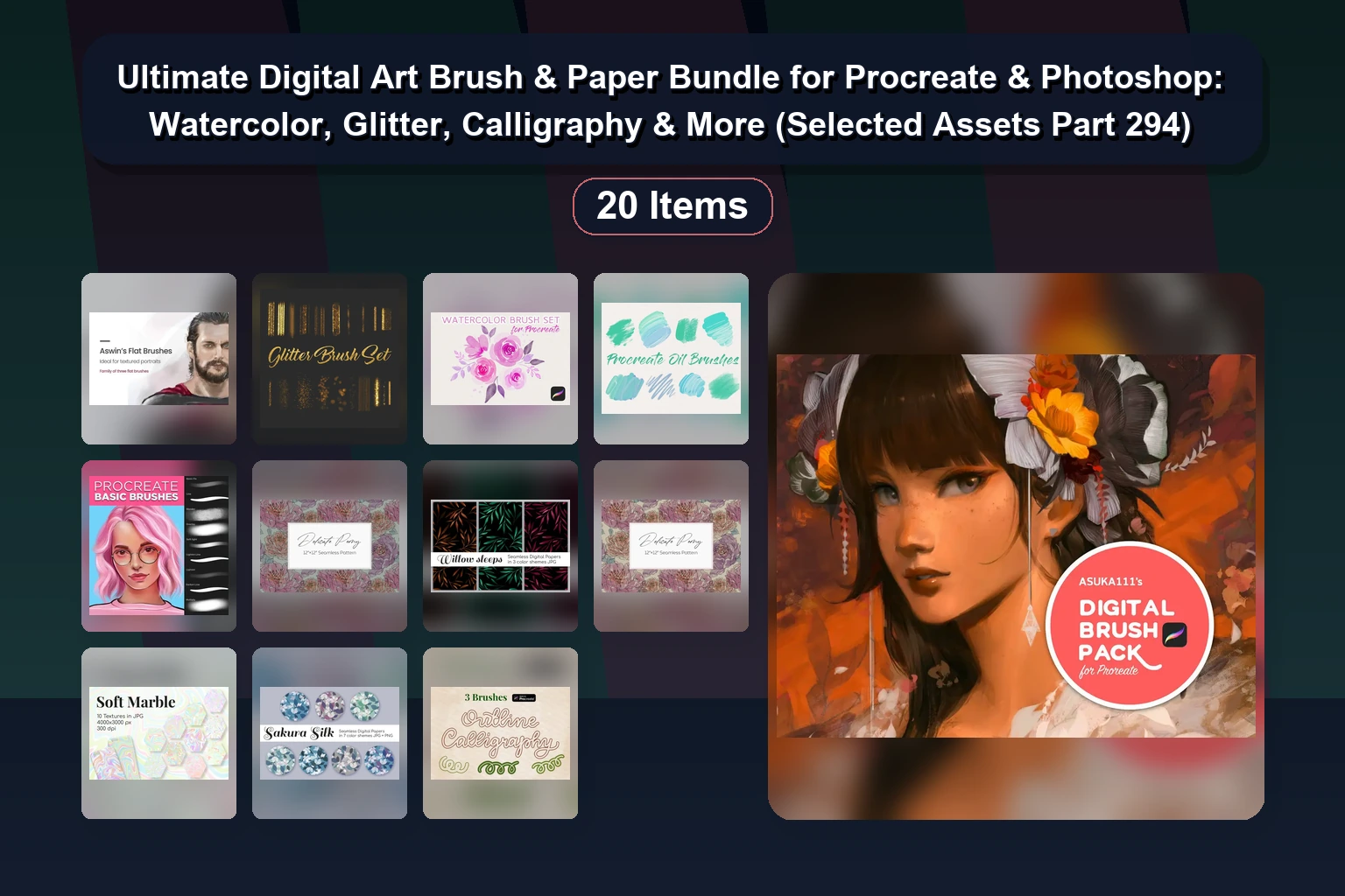 Ultimate Digital Art Brush & Paper Bundle for Procreate & Photoshop: Watercolor, Glitter, Calligraphy & More (Selected Assets Part 294) 1 Ultimate Digital Art Brush & Paper Bundle for Procreate & Photoshop: Watercolor, Glitter, Calligraphy & More (Selected Assets Part 294) Ultimate Digital Art Brush Paper Bundle for Procreate Phot collage c853876c 1781838747