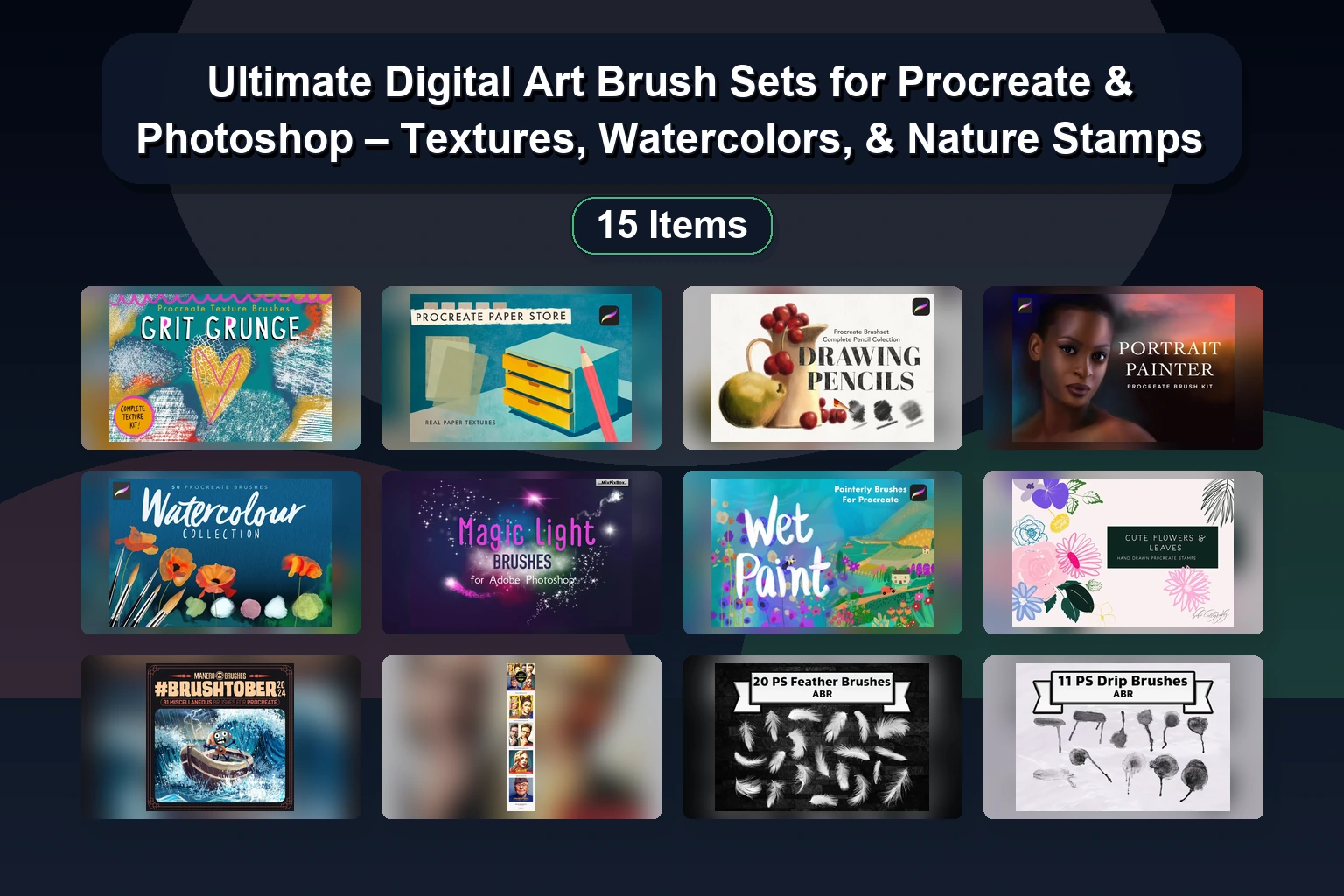 Photoshop Strokes, Splatters, Nature & Seasonal Brushes Pack Collection (Selected Assets Part 137)