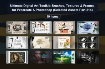 Ultimate Digital Art Toolkit: Brushes, Textures & Frames for Procreate & Photoshop (Selected Assets Part 214)