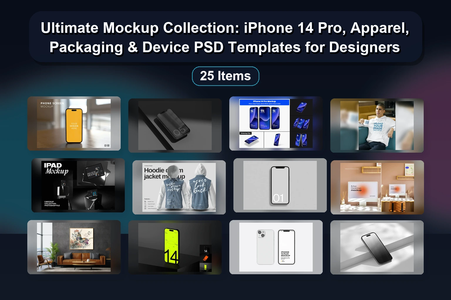 Ultimate Mockup Collection: iPhone 14 Pro, Apparel, Packaging & Device PSD Templates for Designers Ultimate Mockup Collection iPhone 14 Pro Apparel Packaging collage a9e167a5 1781869751