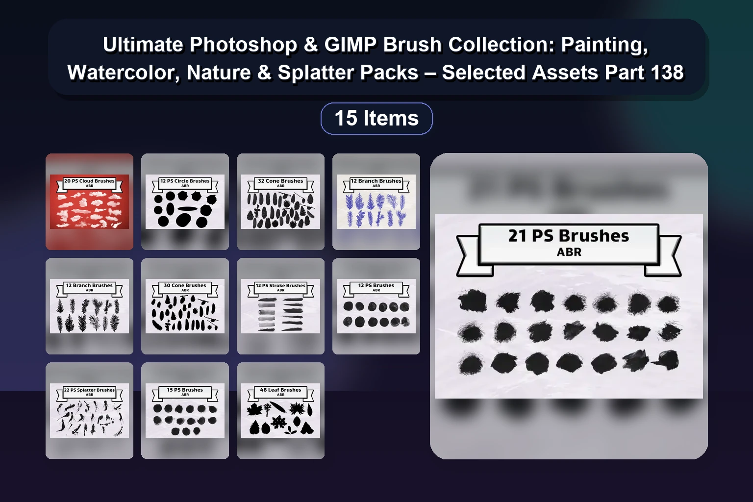 Digital Art Brush & Stamp Pack Collection for Photoshop & Procreate (Selected Assets Part 139)