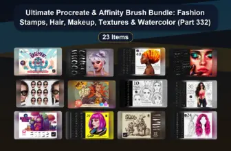 Ultimate Procreate & Affinity Brush Bundle: Fashion Stamps, Hair, Makeup, Textures & Watercolor (Part 332)
