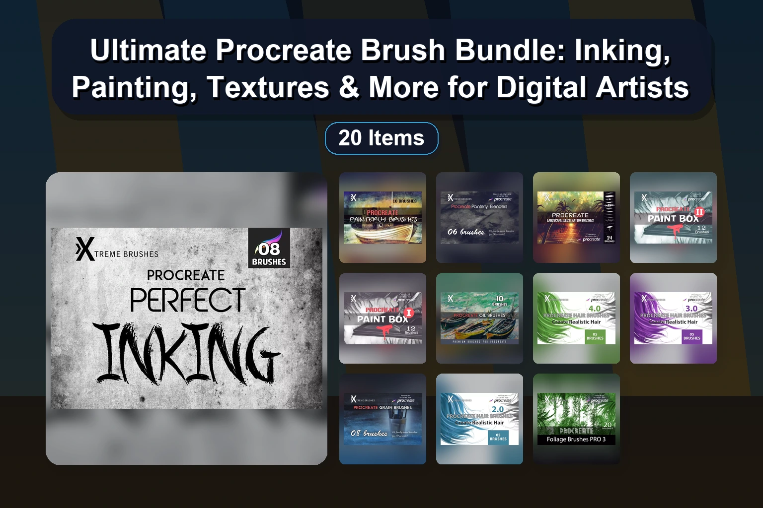 Ultimate Procreate Brush Bundle: Inking, Painting, Textures & More for Digital Artists Ultimate Procreate Brush Bundle Inking Painting Textures Mo collage fc88c810 1781837218